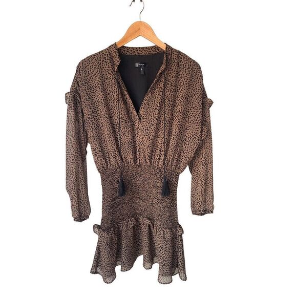 AQUA Animal Print Ruffled Mini Dress - Picture 2 of 8